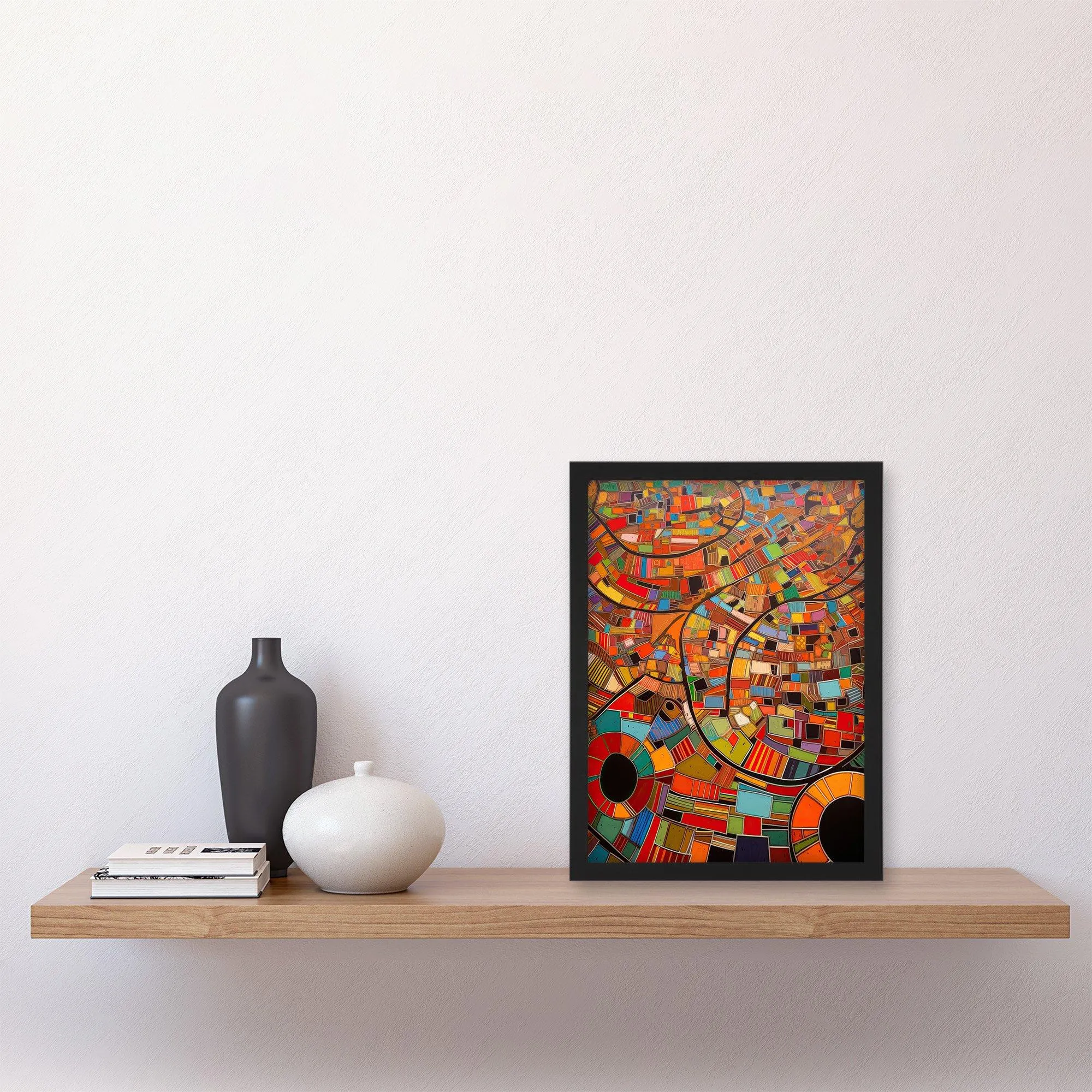 Wall Art & Pictures | Aerial African Abstract Africa Bright Colours Artwork Framed Wall Art Print A4 | Artery8