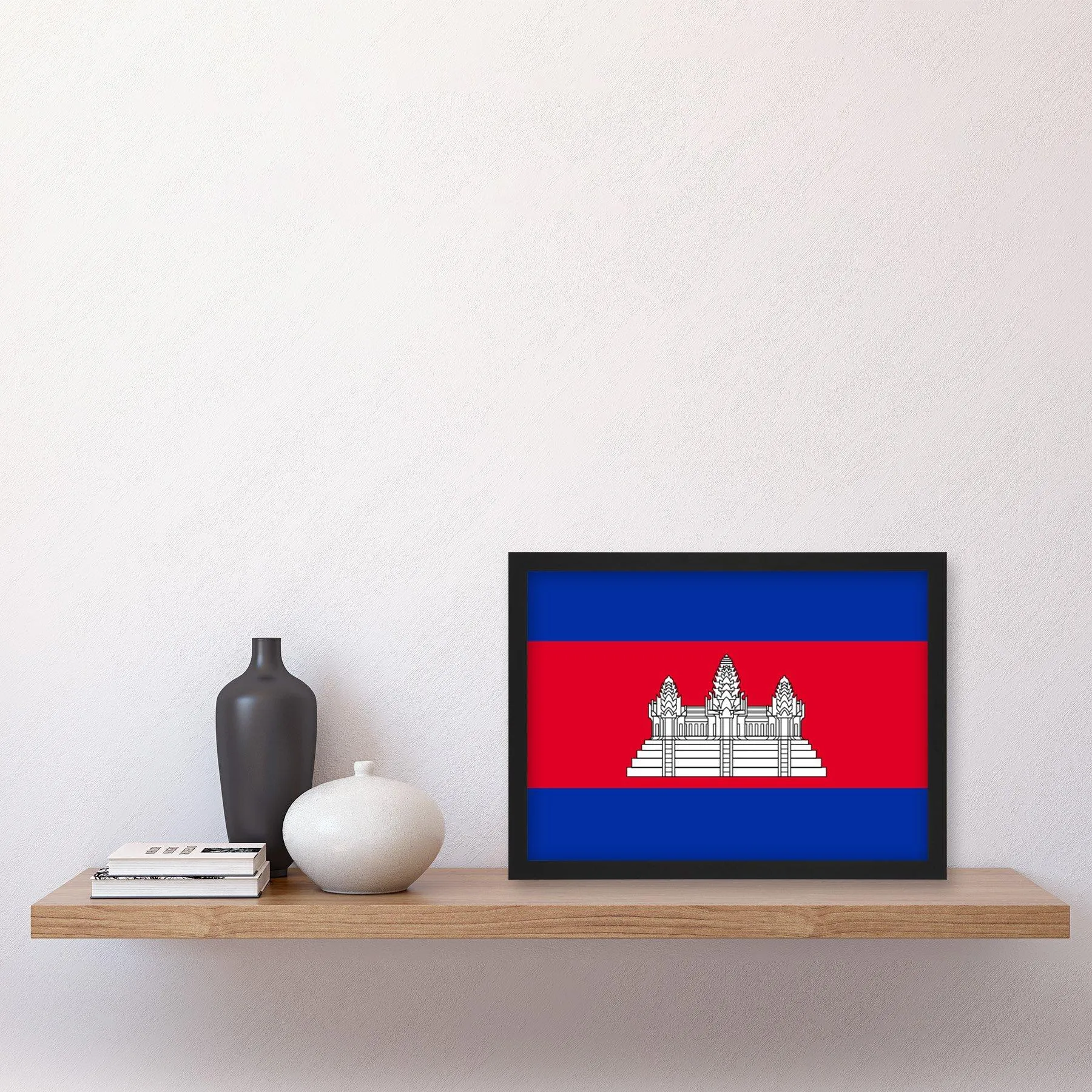 Wall Art & Pictures | Cambodia National Flag Vexillology World Flags Country Region Poster Artwork Framed Wall Art Print A4 