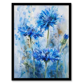 Wall Art & Pictures | Cornflowers Blue Flower Watercolour Painting Framed Art Print | Artery8