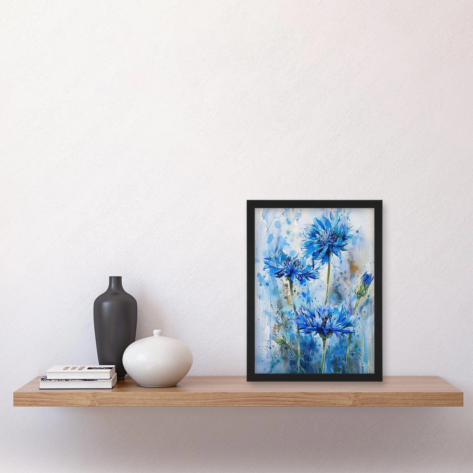 Wall Art & Pictures | Cornflowers Blue Flower Watercolour Painting Framed Art Print | Artery8