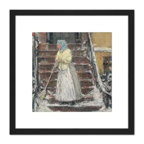 Wall Art & Pictures | Hassam Sweeping Snow Painting 8X8 Inch Square Wooden Framed Wall Art Print Picture with Mount | Artery