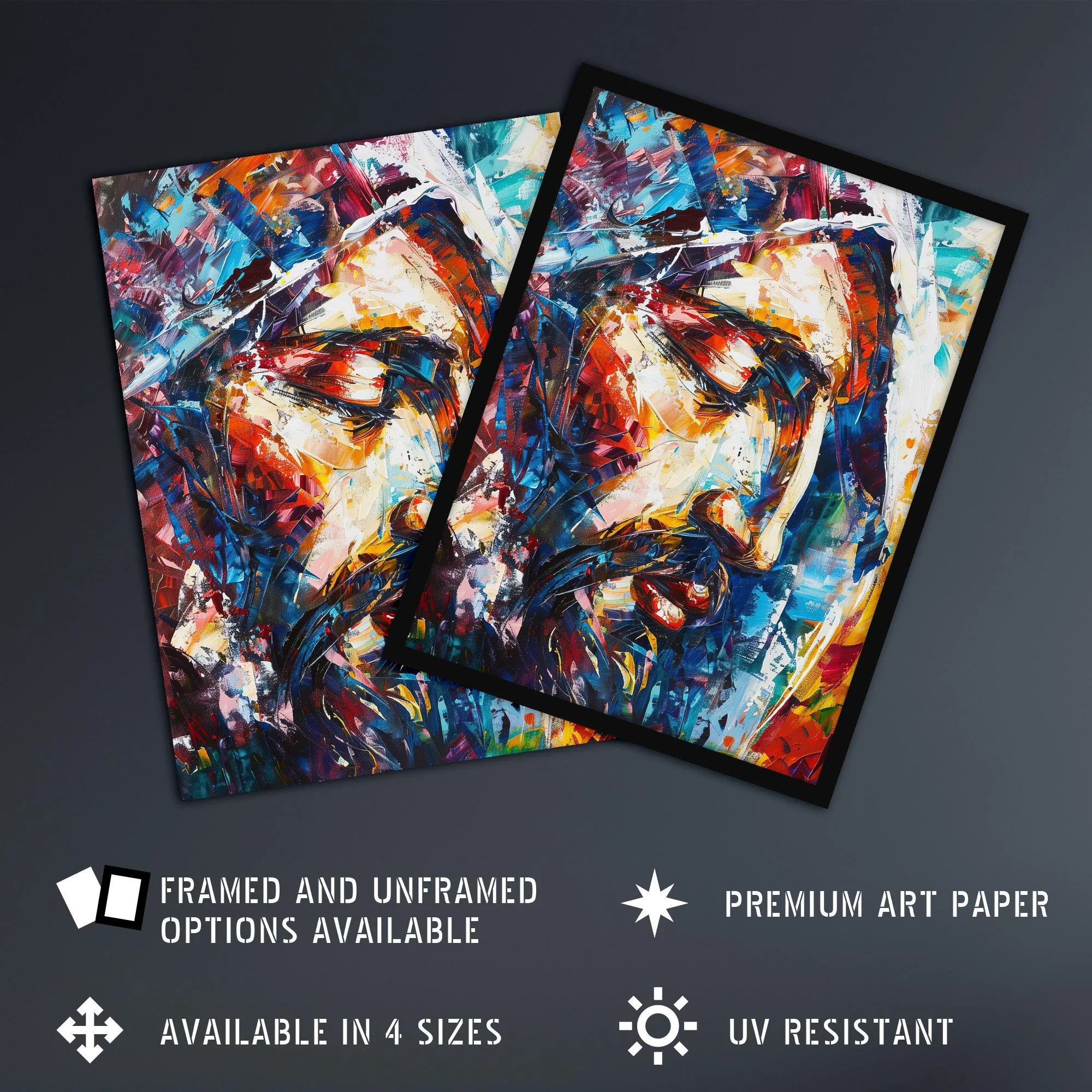 Wall Art & Pictures | Jesus Face Portrait Religious Painting Framed Art Print | Artery8