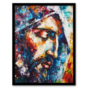 Wall Art & Pictures | Jesus Face Portrait Religious Painting Framed Art Print | Artery8