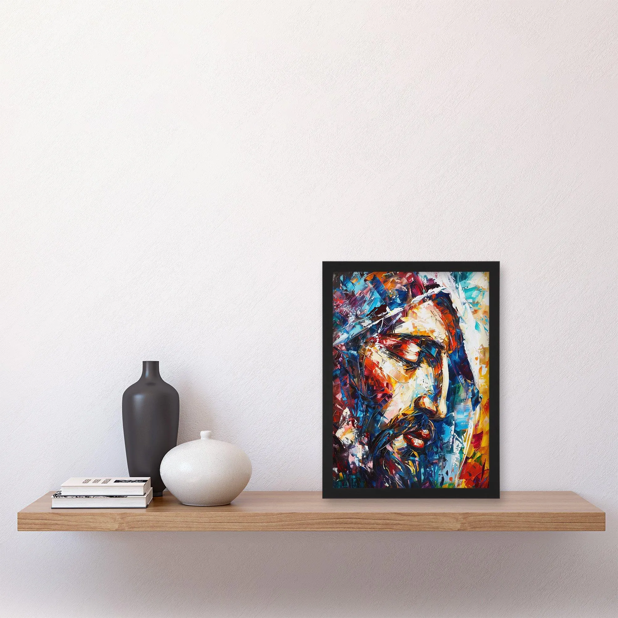 Wall Art & Pictures | Jesus Face Portrait Religious Painting Framed Art Print | Artery8