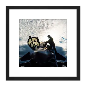 Wall Art & Pictures | Military France Fighter Pilot Dassault Rafale Aircraft Photo 8X8 Inch Square Wooden Framed Wall Art Pr