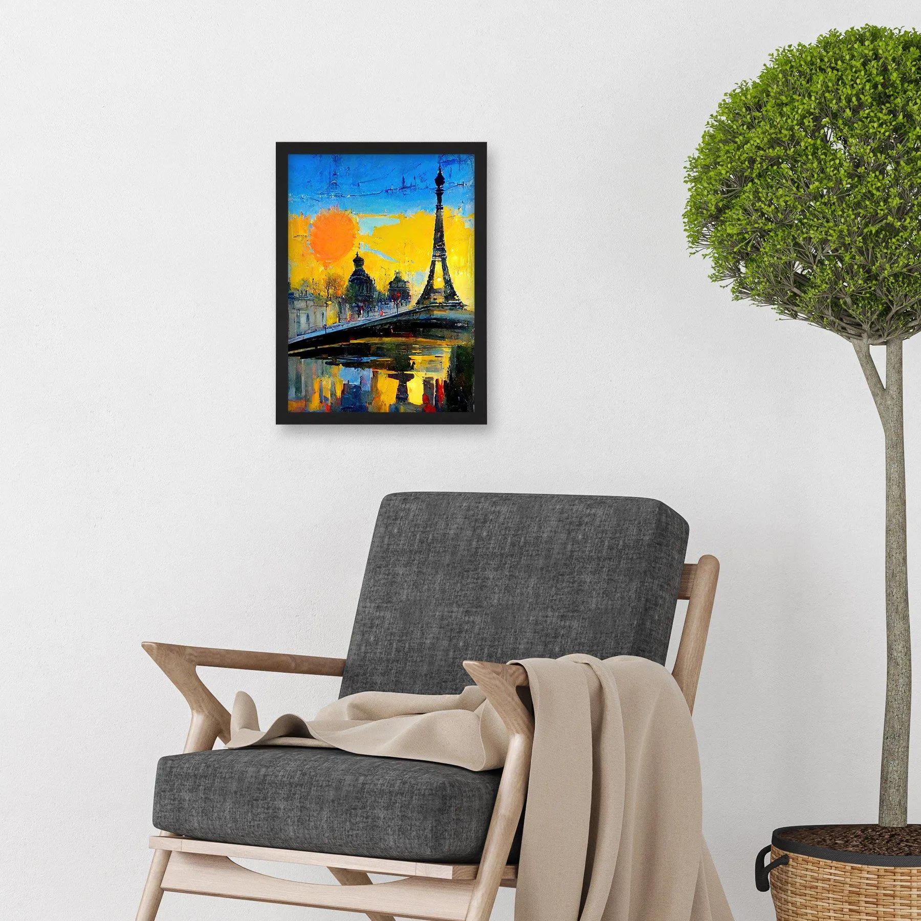 Wall Art & Pictures | Modern Bright Abstract Paris At Sunrise Cityscape Eiffel Tower Artwork Framed Wall Art Print A4 | Arte