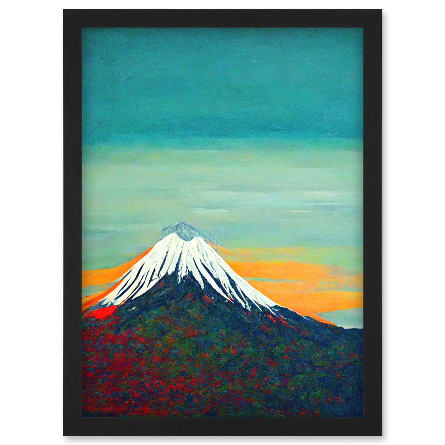 Wall Art & Pictures | Mount Fuji Volcano Peak At Sunrise Artwork Framed Wall Art Print A4 | Artery8