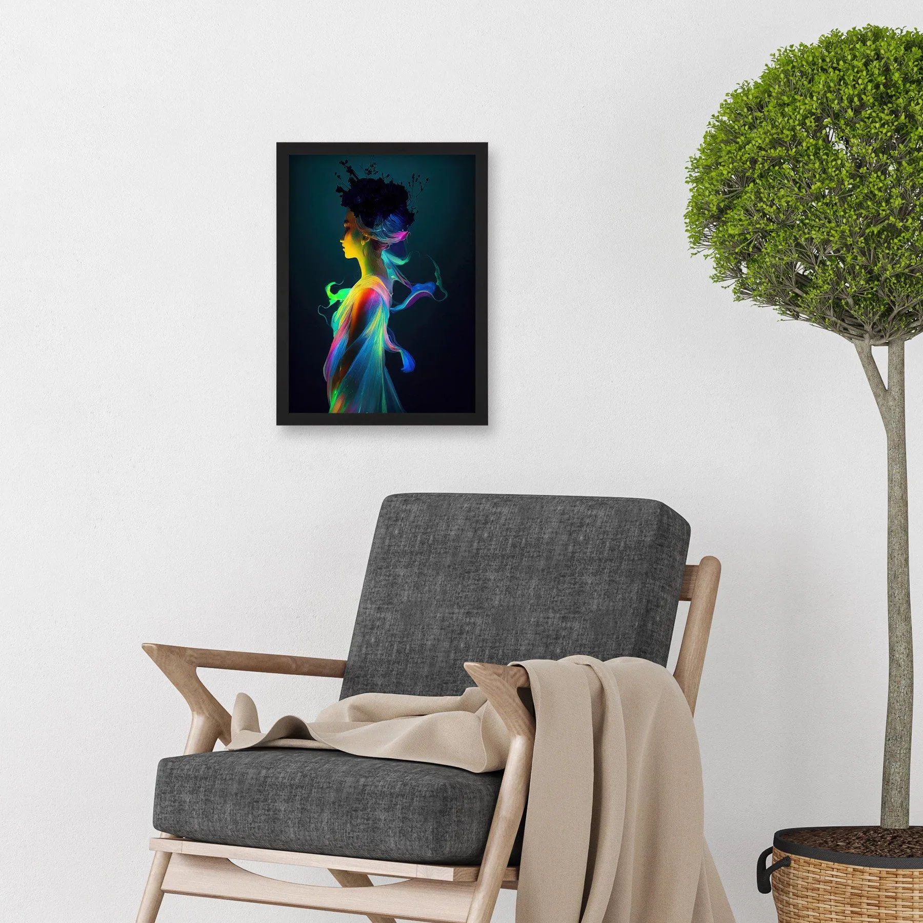 Wall Art & Pictures | Nature Fairy In Colourful Fluorescent Light Dress Artwork Framed Wall Art Print A4 | Artery8