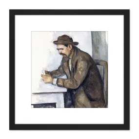 Wall Art & Pictures | Paul Cezanne The Cardplayer Painting 8X8 Inch Square Wooden Framed Wall Art Print Picture with Mount |