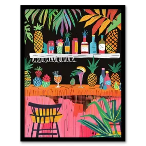 Wall Art & Pictures | Tiki Bar Tropical Pineapples Bold Colourful Framed Art Print | Artery8