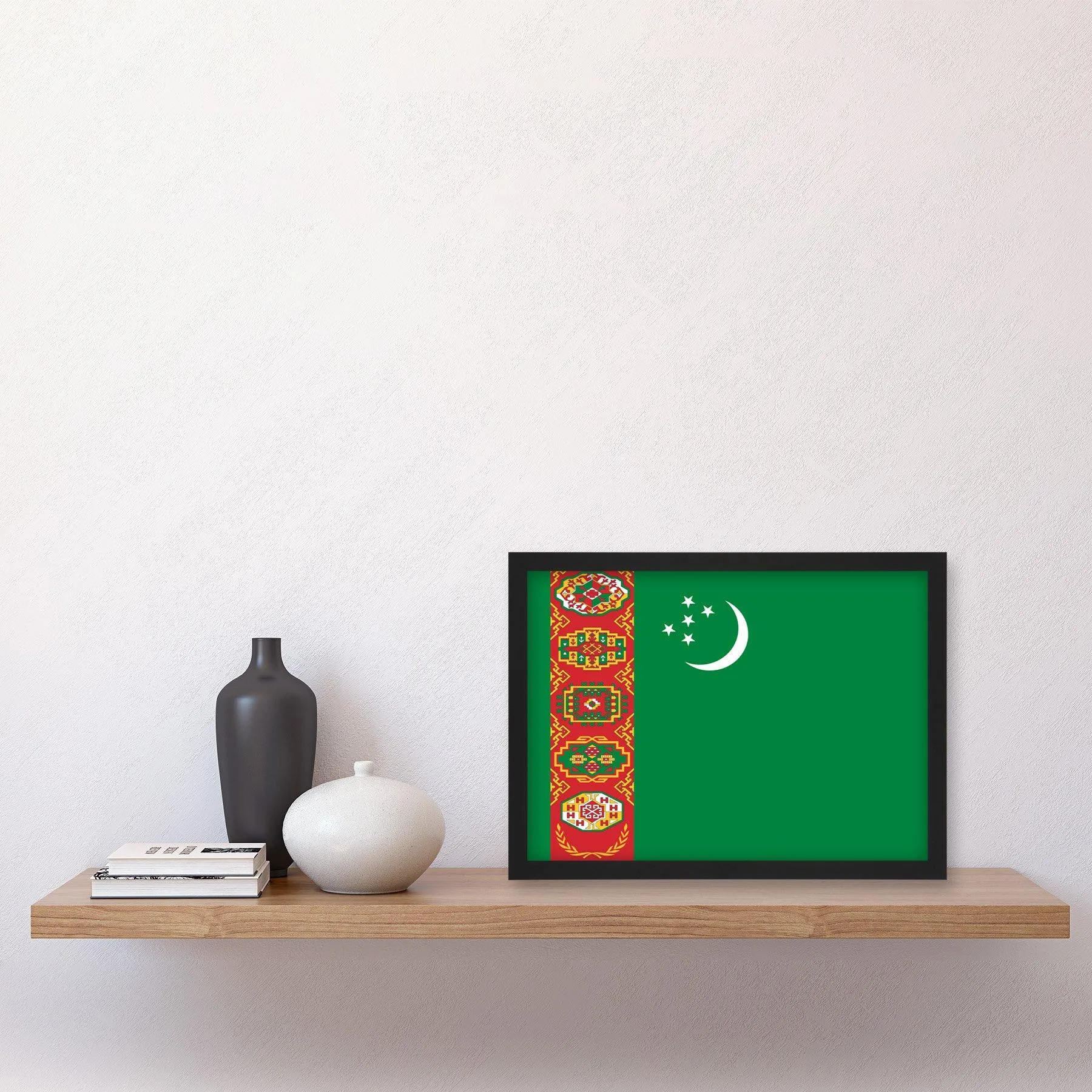 Wall Art & Pictures | Turkmenistan National Flag Vexillology World Flags Country Region Poster Artwork Framed Wall Art Print