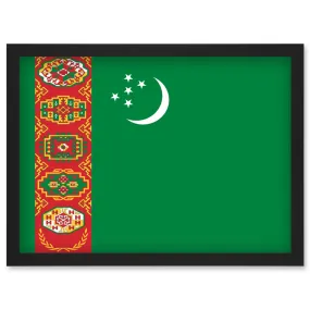 Wall Art & Pictures | Turkmenistan National Flag Vexillology World Flags Country Region Poster Artwork Framed Wall Art Print