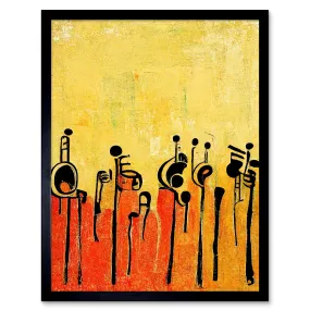 Wall Art & Pictures | Wall Art Print Abstract Music Band Figures In Warm Acrylic Tones Musical Art Framed | Artery8