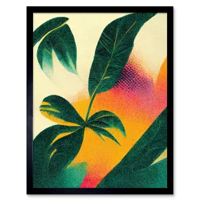 Wall Art & Pictures | Wall Art Print Abstract Tropical Leaves Halftone Pop Art Botanical Art Framed | Artery8