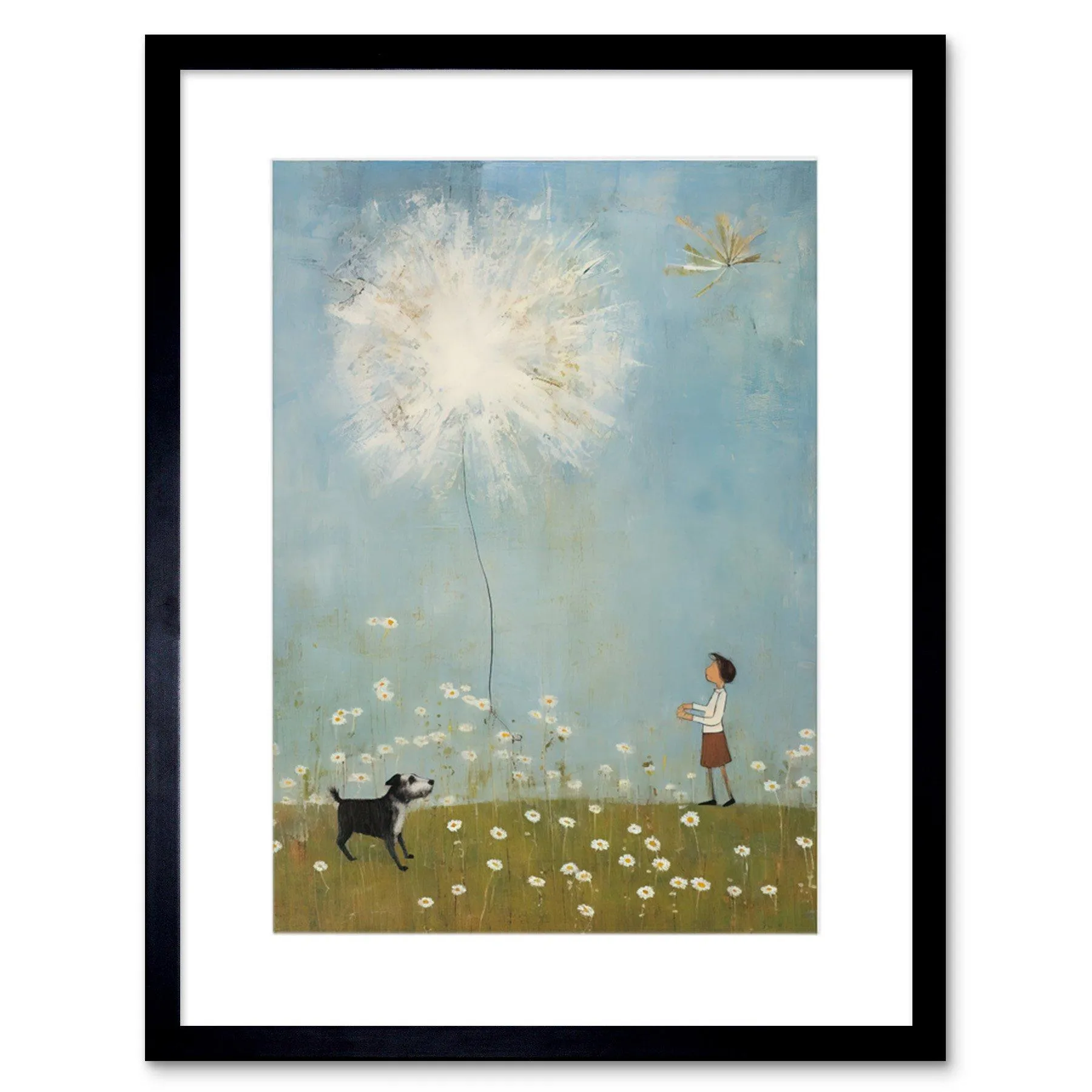 Wall Art & Pictures | Wall Art Print Chasing the Giant Dandelion Dream Artwork Giant Wish Oil Painting Kids Bedroom Child an