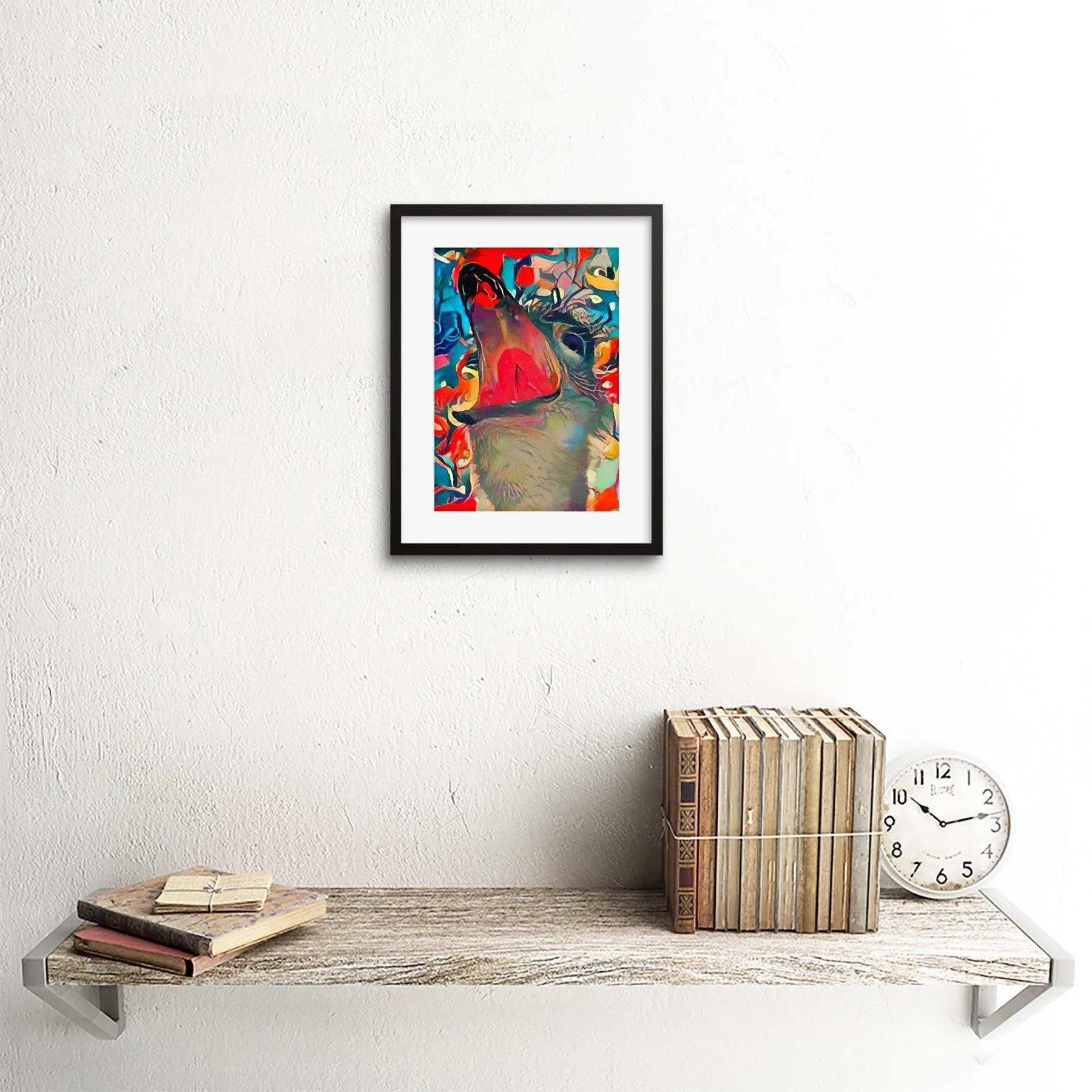 Wall Art & Pictures | Wall Art Print Colourful Abstract Ostrich Face Framed | Artery8