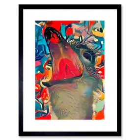 Wall Art & Pictures | Wall Art Print Colourful Abstract Ostrich Face Framed | Artery8