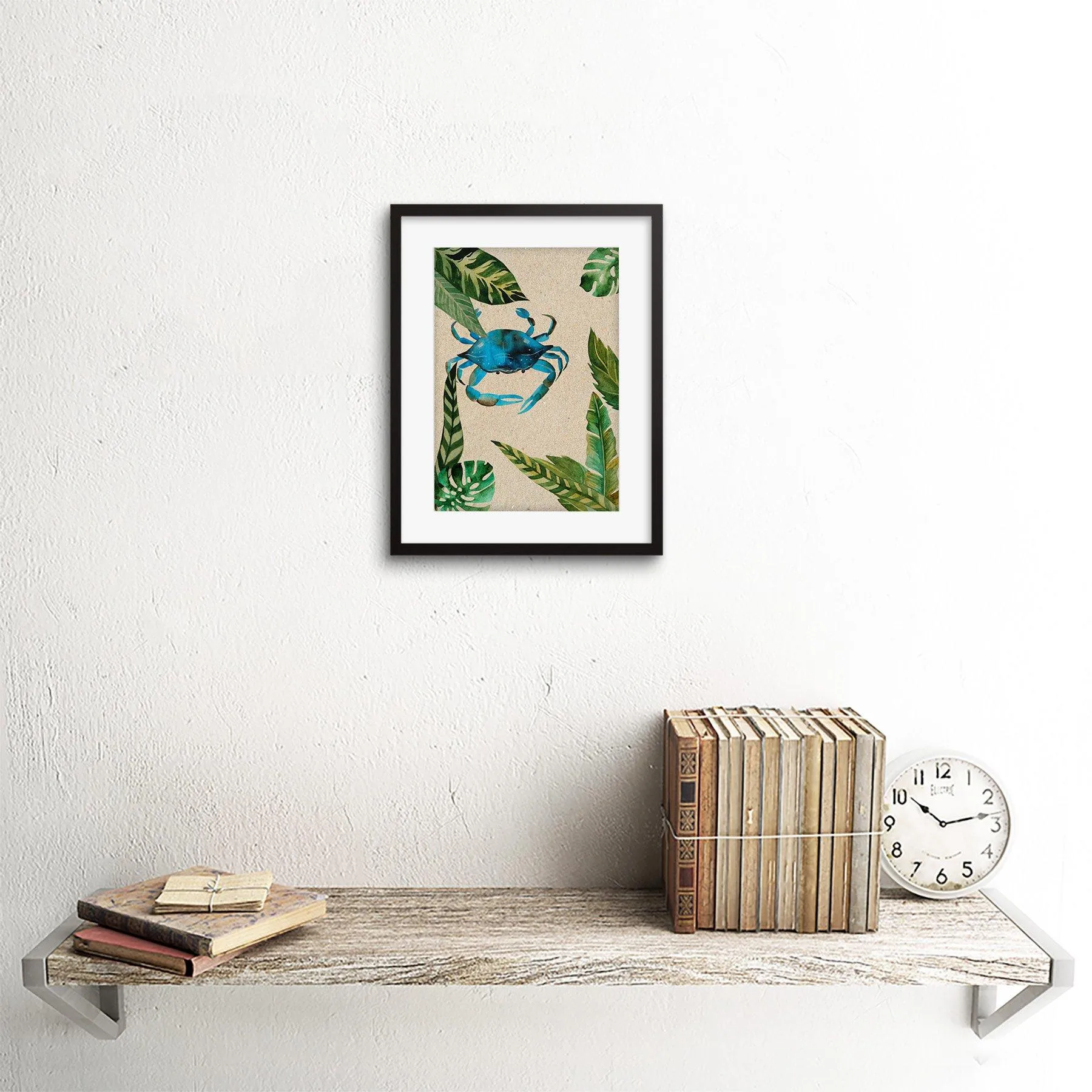 Wall Art & Pictures | Wall Art Print Crab with Leaves Framed | Artery8