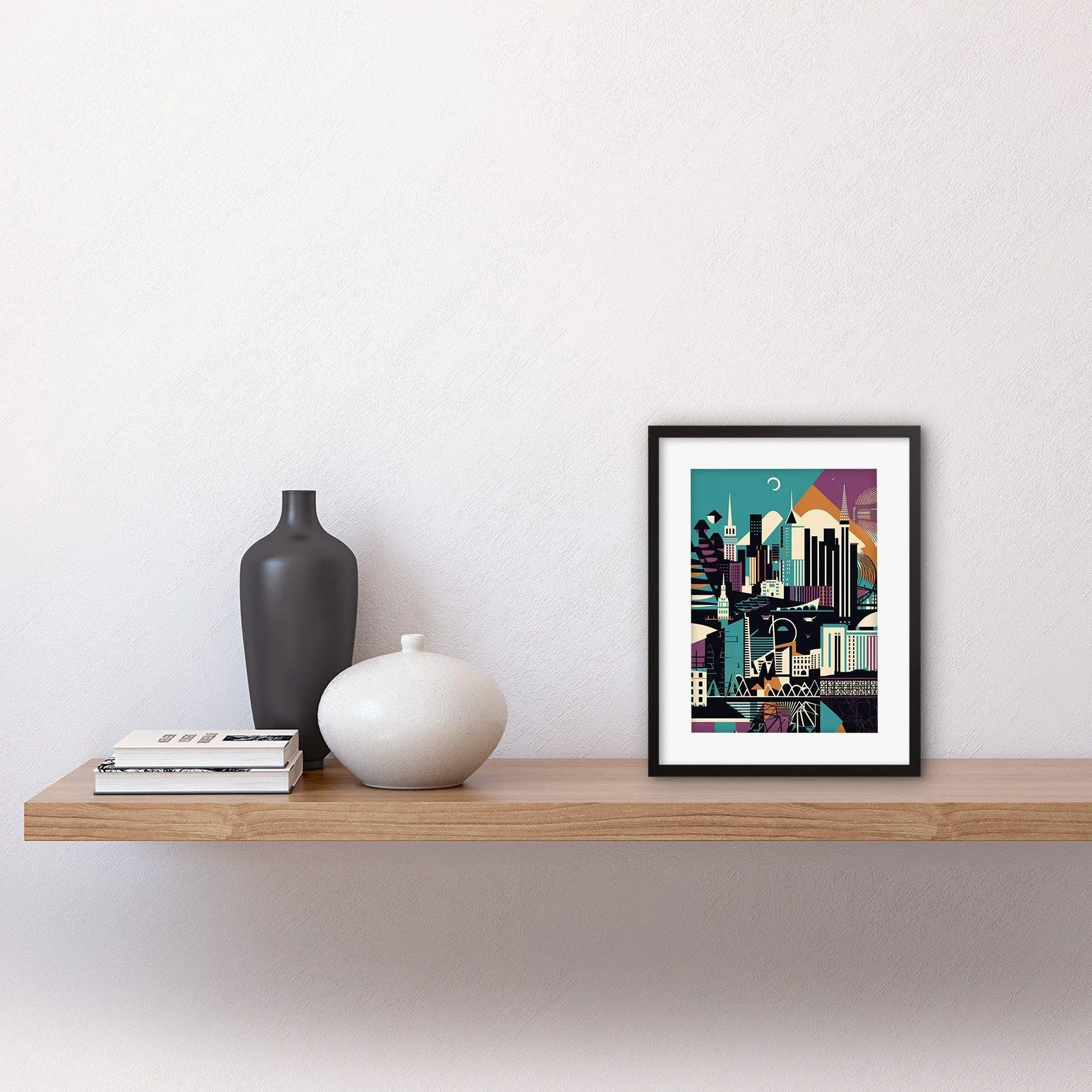 Wall Art & Pictures | Wall Art Print Dundee City Modern Abstract Geometric Cityscape Artwork Framed 9X7 Inch | Artery8