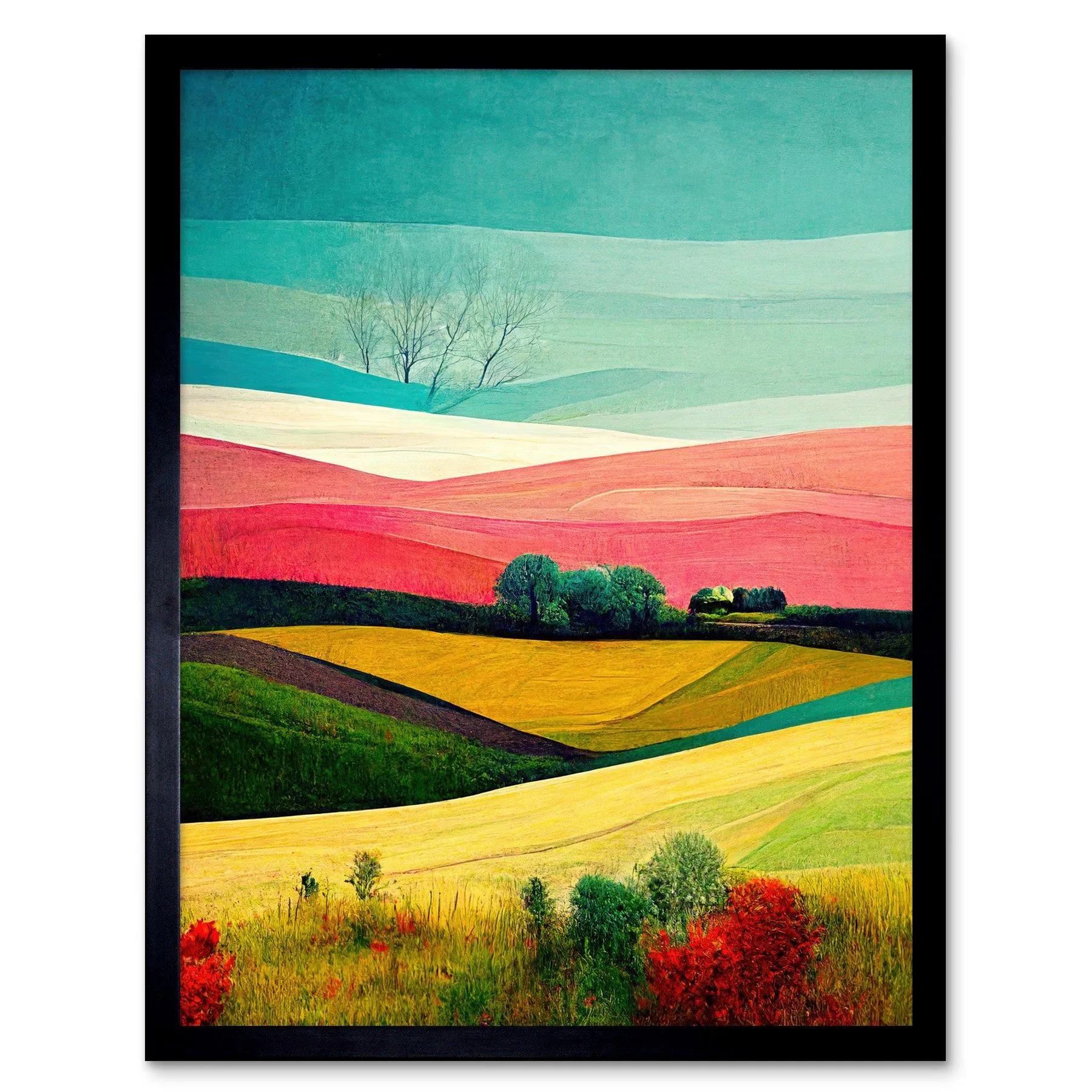 Wall Art & Pictures | Wall Art Print Four Seasons Colourful Modern Country Landscape Painting Art Framed | Artery8