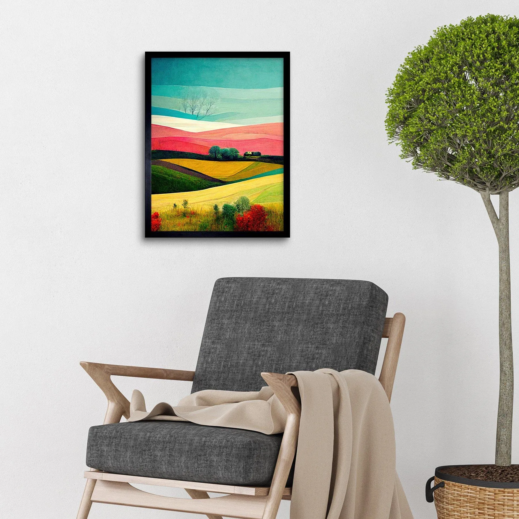 Wall Art & Pictures | Wall Art Print Four Seasons Colourful Modern Country Landscape Painting Art Framed | Artery8