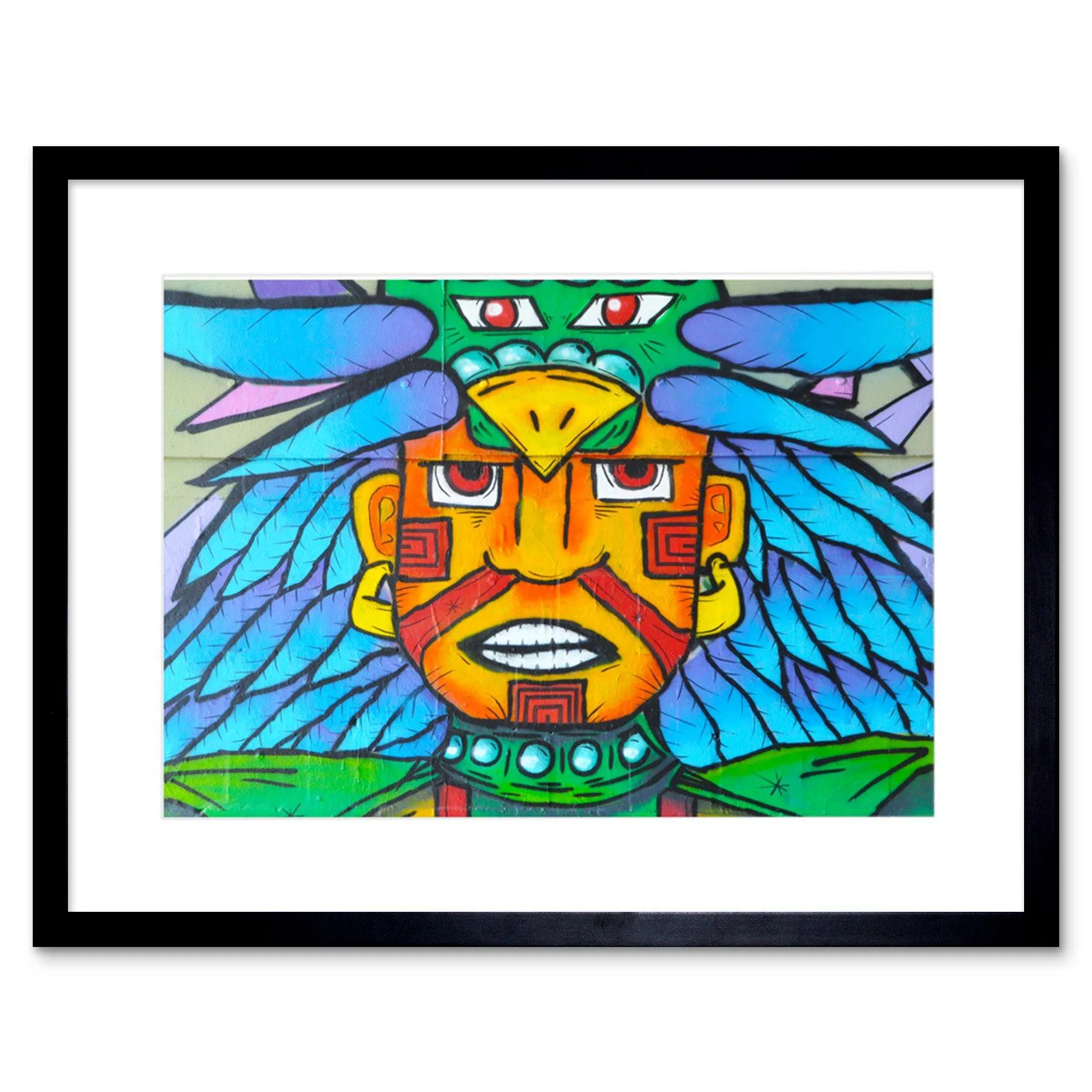 Wall Art & Pictures | Wall Art Print Graffiti Man Face Tribal Framed | Artery8