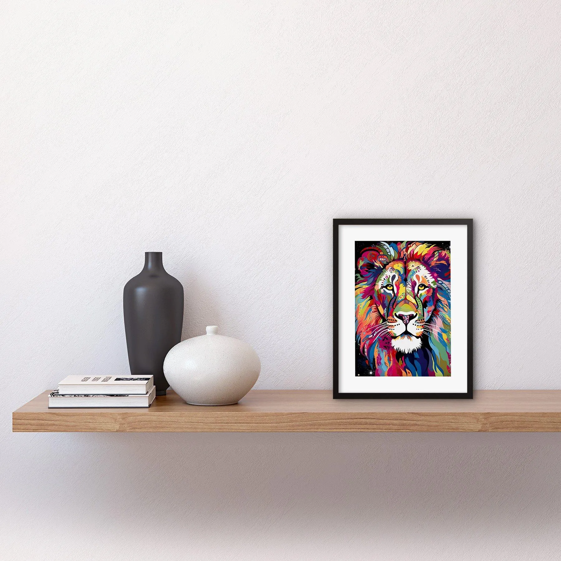 Wall Art & Pictures | Wall Art Print Magnificent Lion Head Psychedelic Folk Portrait Colourful Vibrant Bold Jungle Artwork F