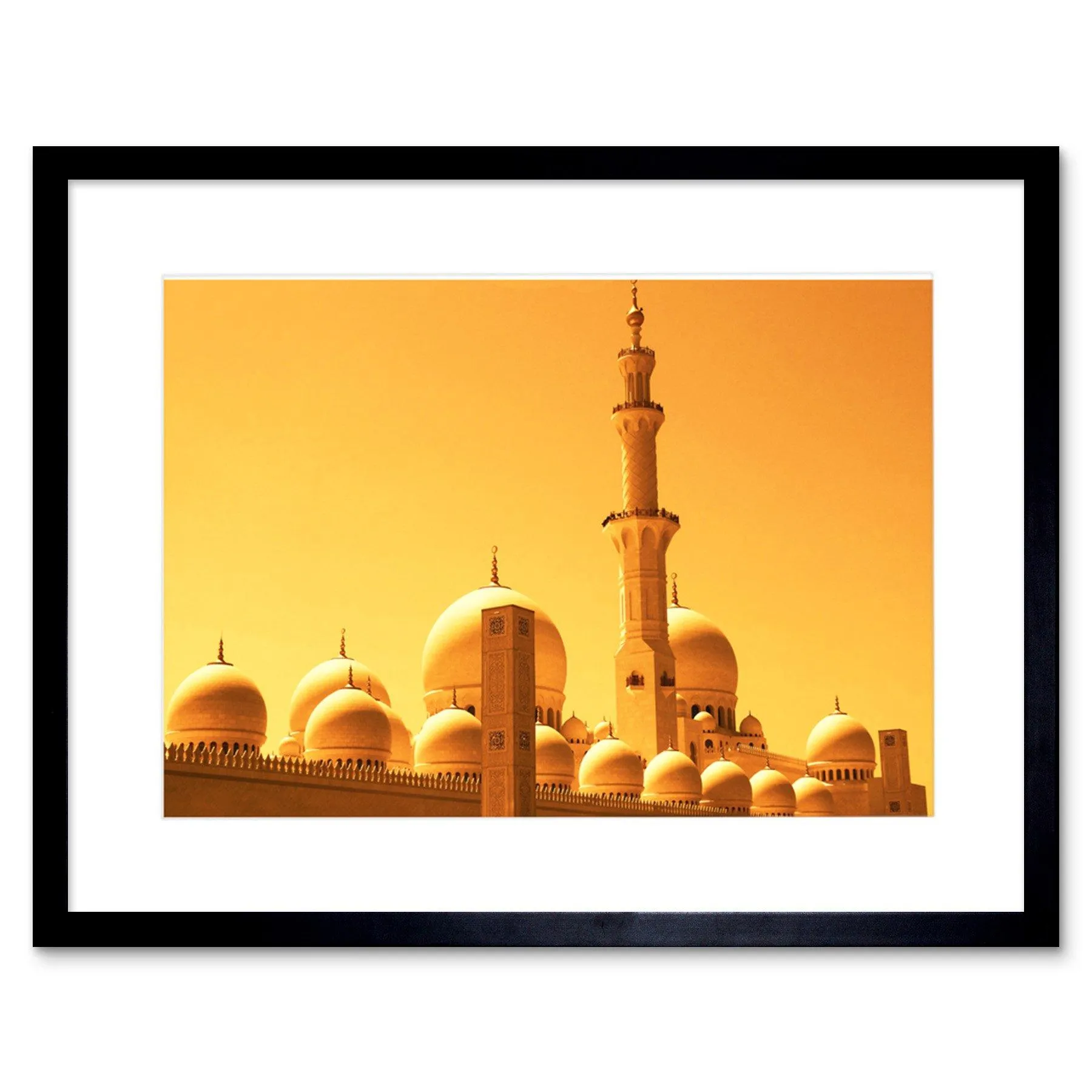 Wall Art & Pictures | Wall Art Print Mosque Dubai Golden Framed | Artery8