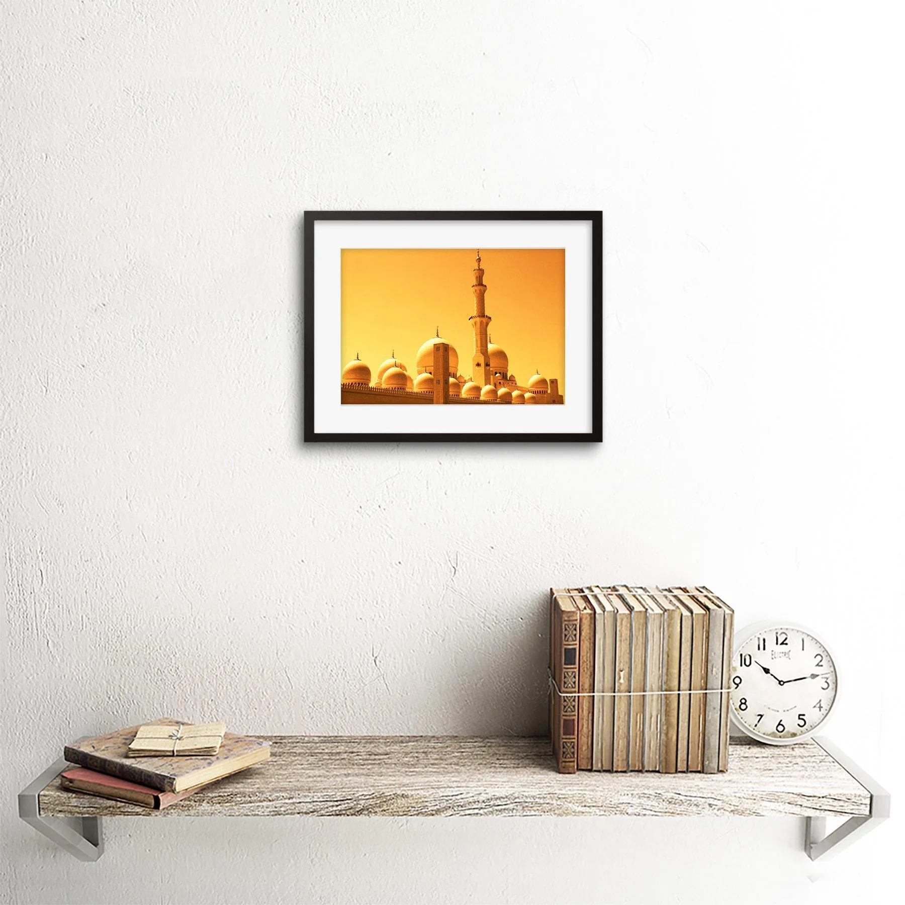 Wall Art & Pictures | Wall Art Print Mosque Dubai Golden Framed | Artery8