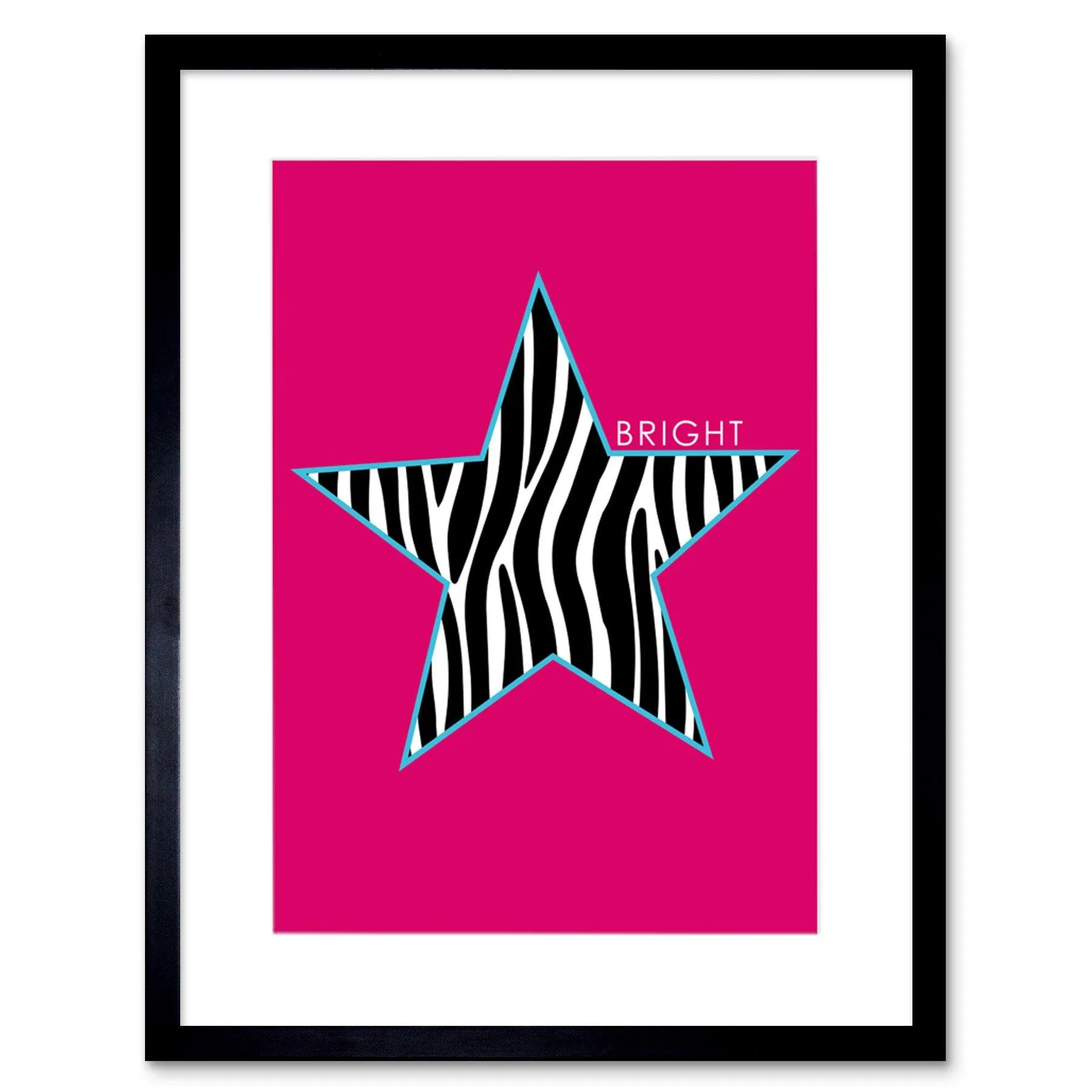 Wall Art & Pictures | Wall Art Print Pink Zebra Bright Framed | Artery8