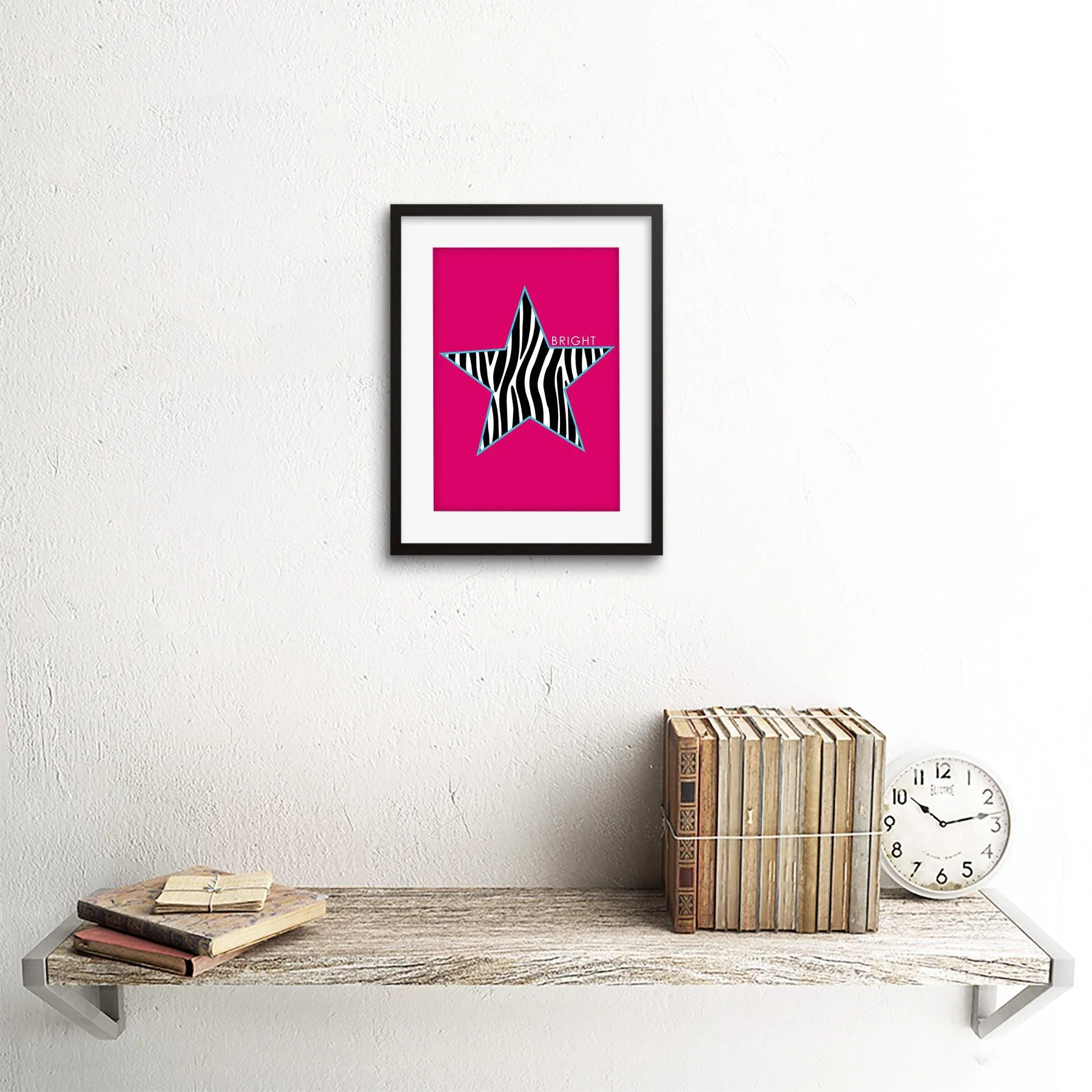 Wall Art & Pictures | Wall Art Print Pink Zebra Bright Framed | Artery8