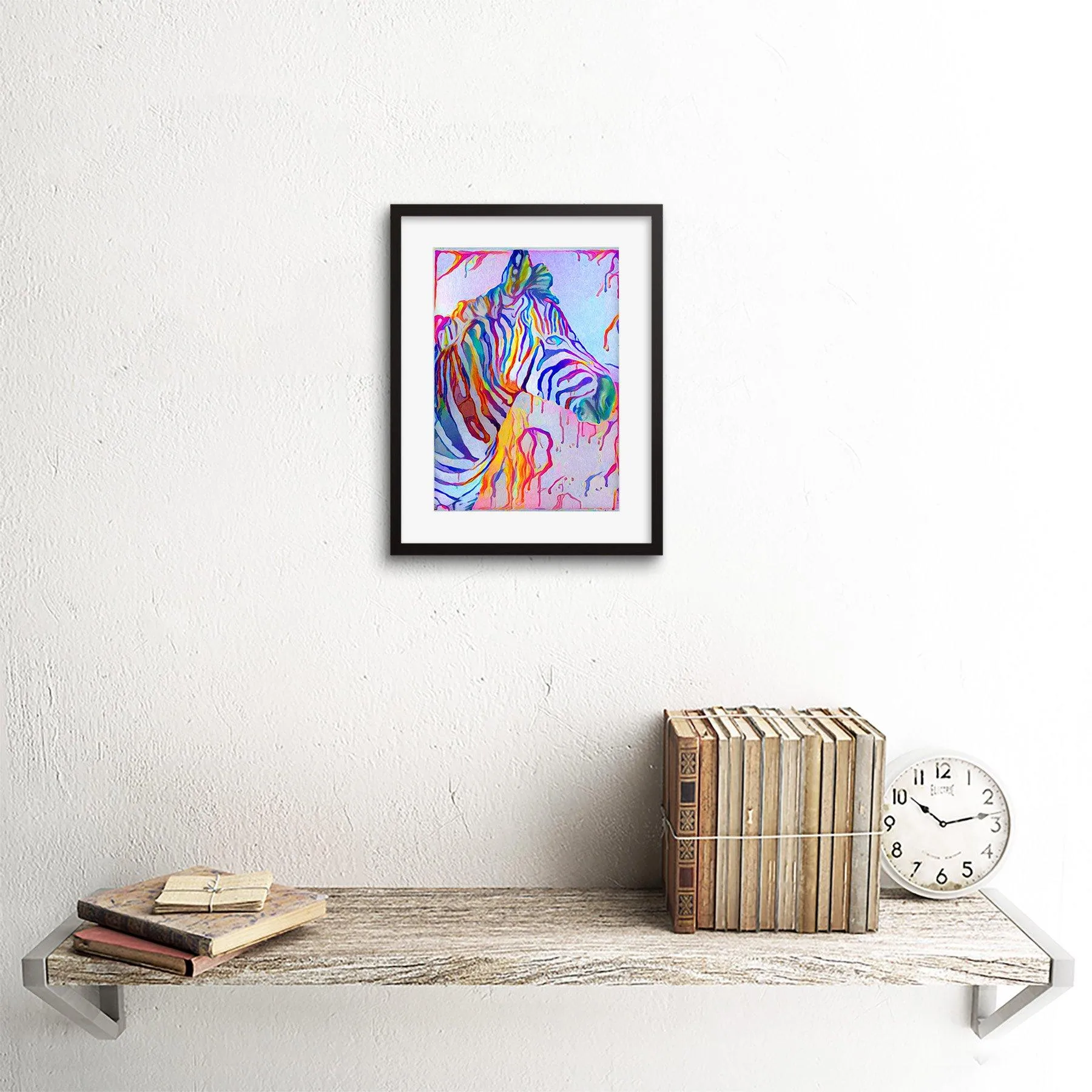 Wall Art & Pictures | Wall Art Print Rainbow Zebra Painting Framed | Artery8