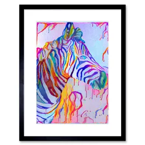 Wall Art & Pictures | Wall Art Print Rainbow Zebra Painting Framed | Artery8