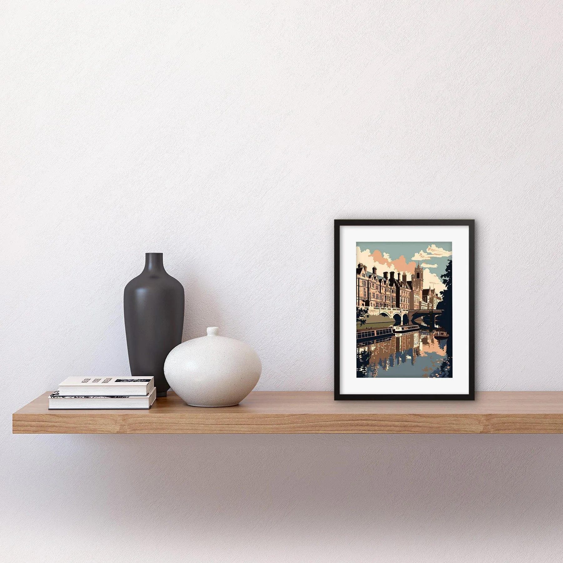 Wall Art & Pictures | Wall Art Print River Cam and University of Cambridge Buildings Artwork Framed 9X7 Inch | Artery8