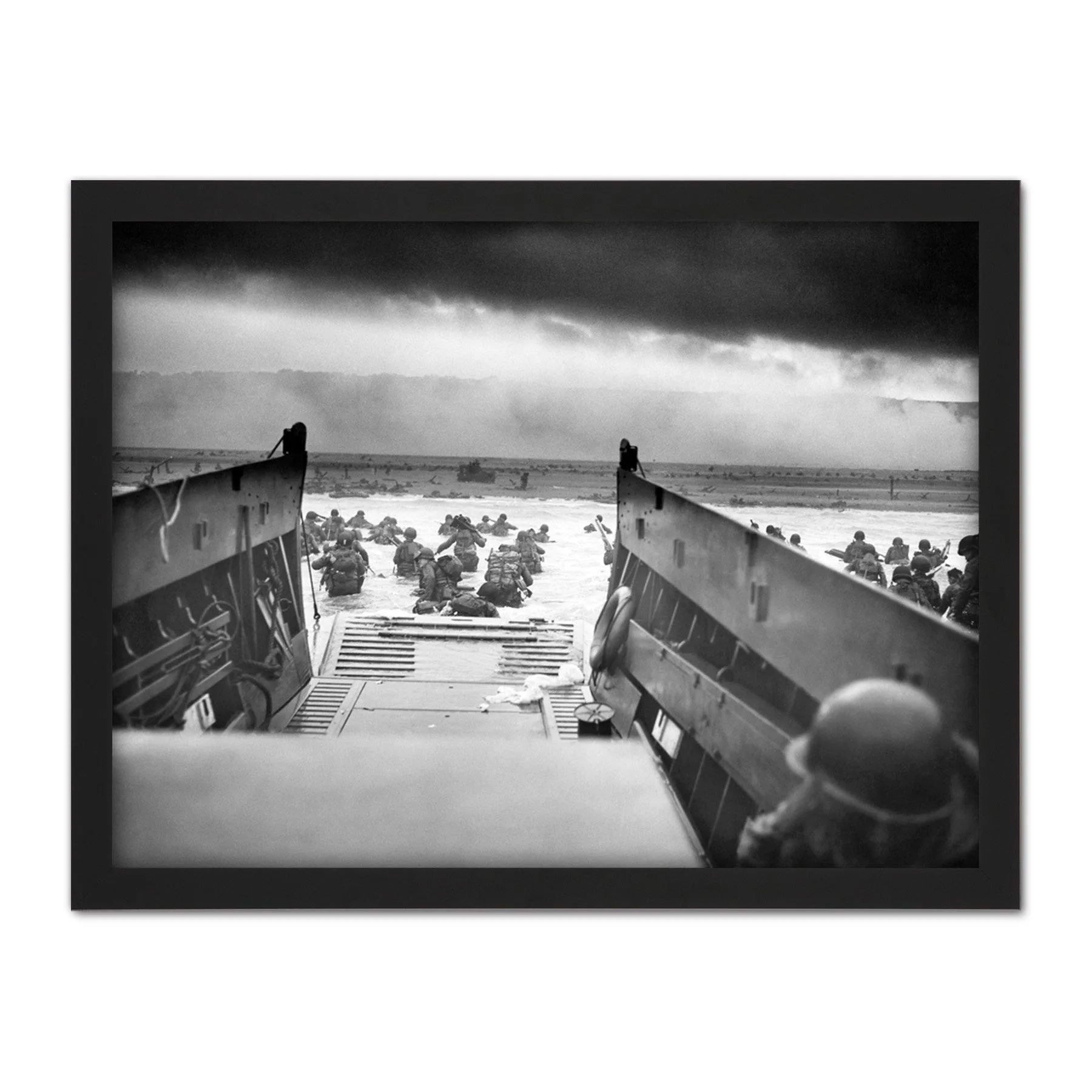 Wall Art & Pictures | Wall Art Print Sargent WWII War US Soldiers Into Jaws Death D-day 1944 Photo Large Framed Wall Décor A