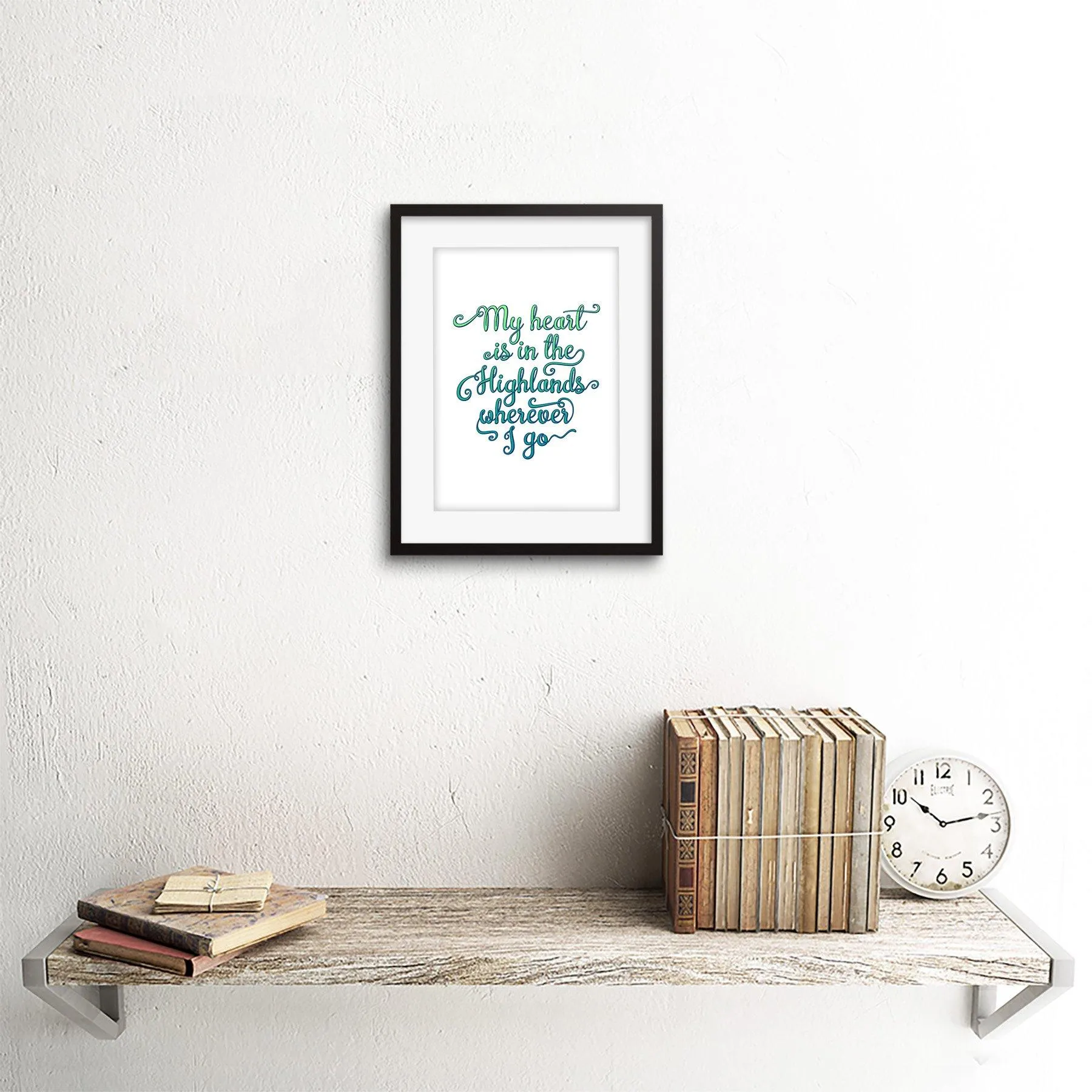 Wall Art & Pictures | Wall Art Print Scotland My Heart is in Highlands Typography Framed | Artery8