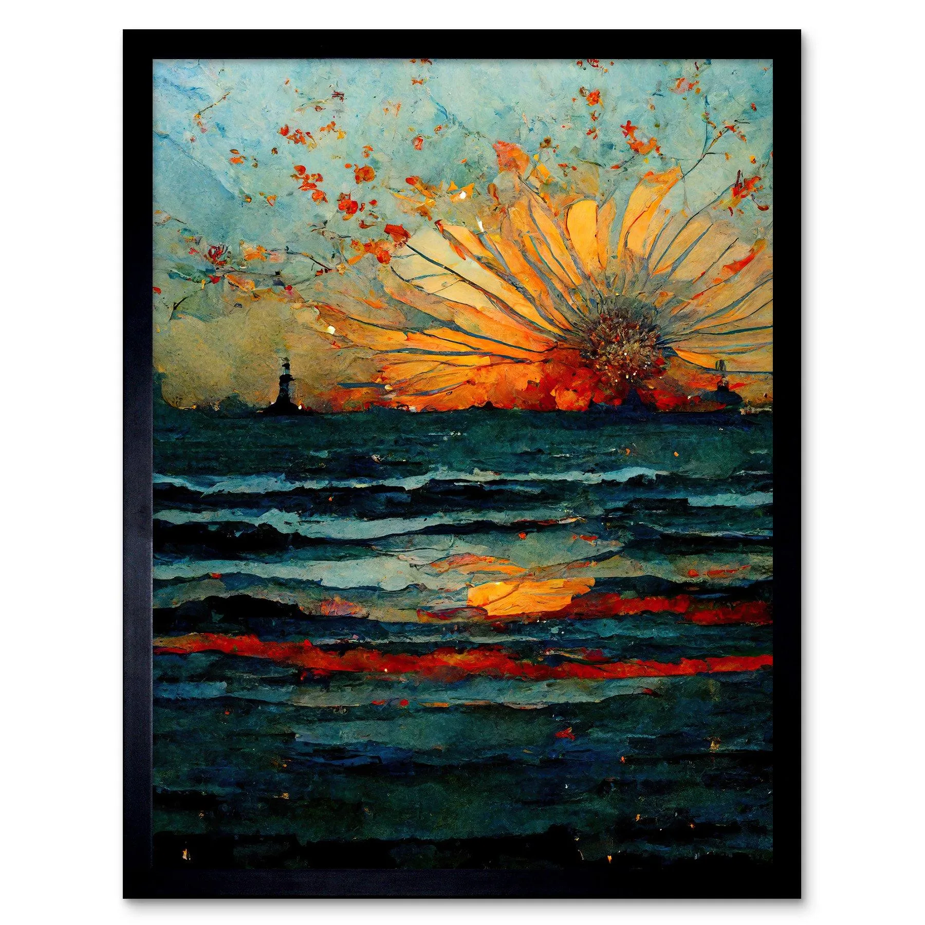 Wall Art & Pictures | Wall Art Print Seascape Sunset Port City Waves Horizon Art Framed | Artery8