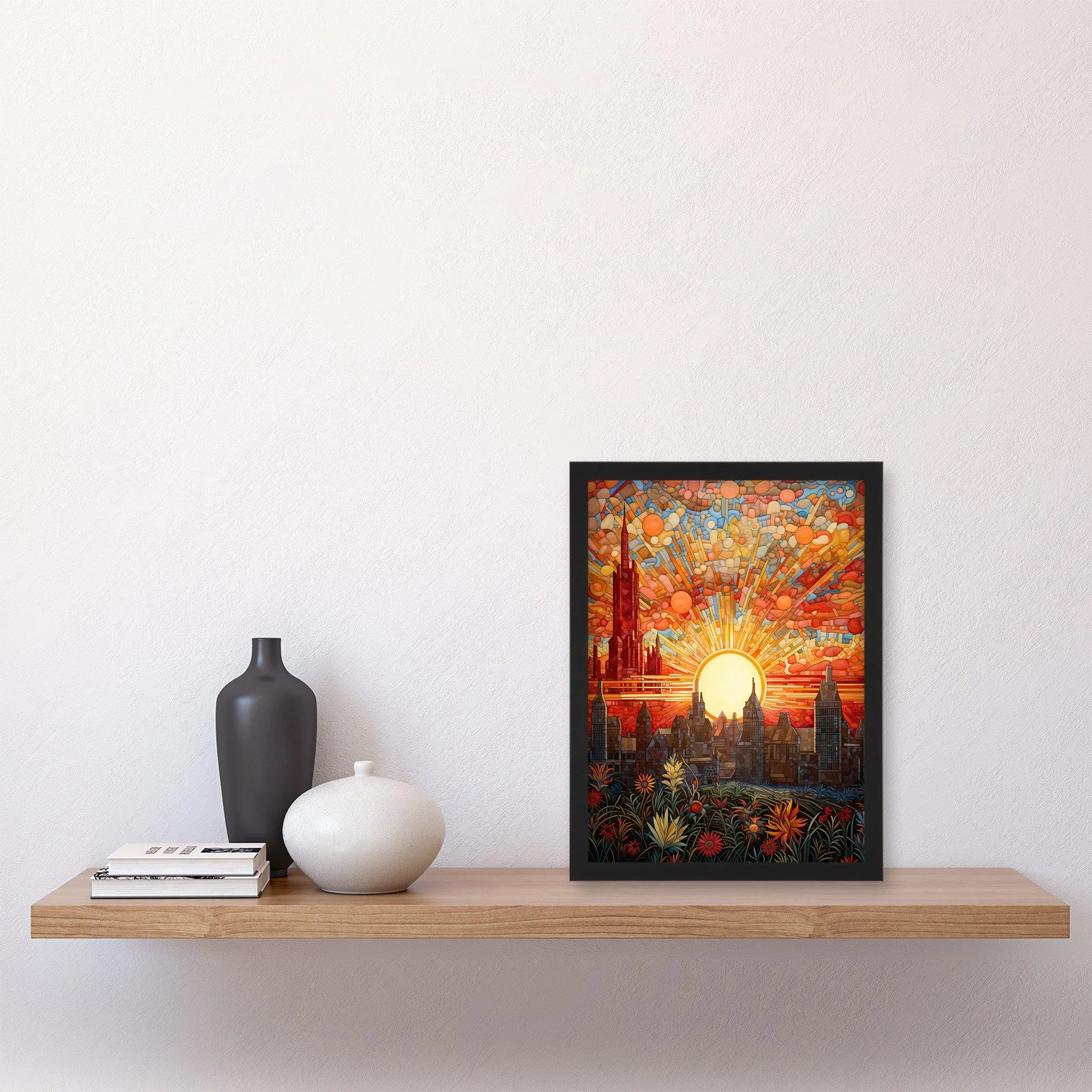 Wall Art & Pictures | Wall Art Print Seville Spain Magnificent Sunrise Over Cathedral Abstract Cityscape Flowers Artwork Pai