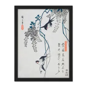 Wall Art & Pictures | Wall Art Print Swallows And Wisteria Utagawa Hiroshige Large Framed Wall Décor Art | Artery8