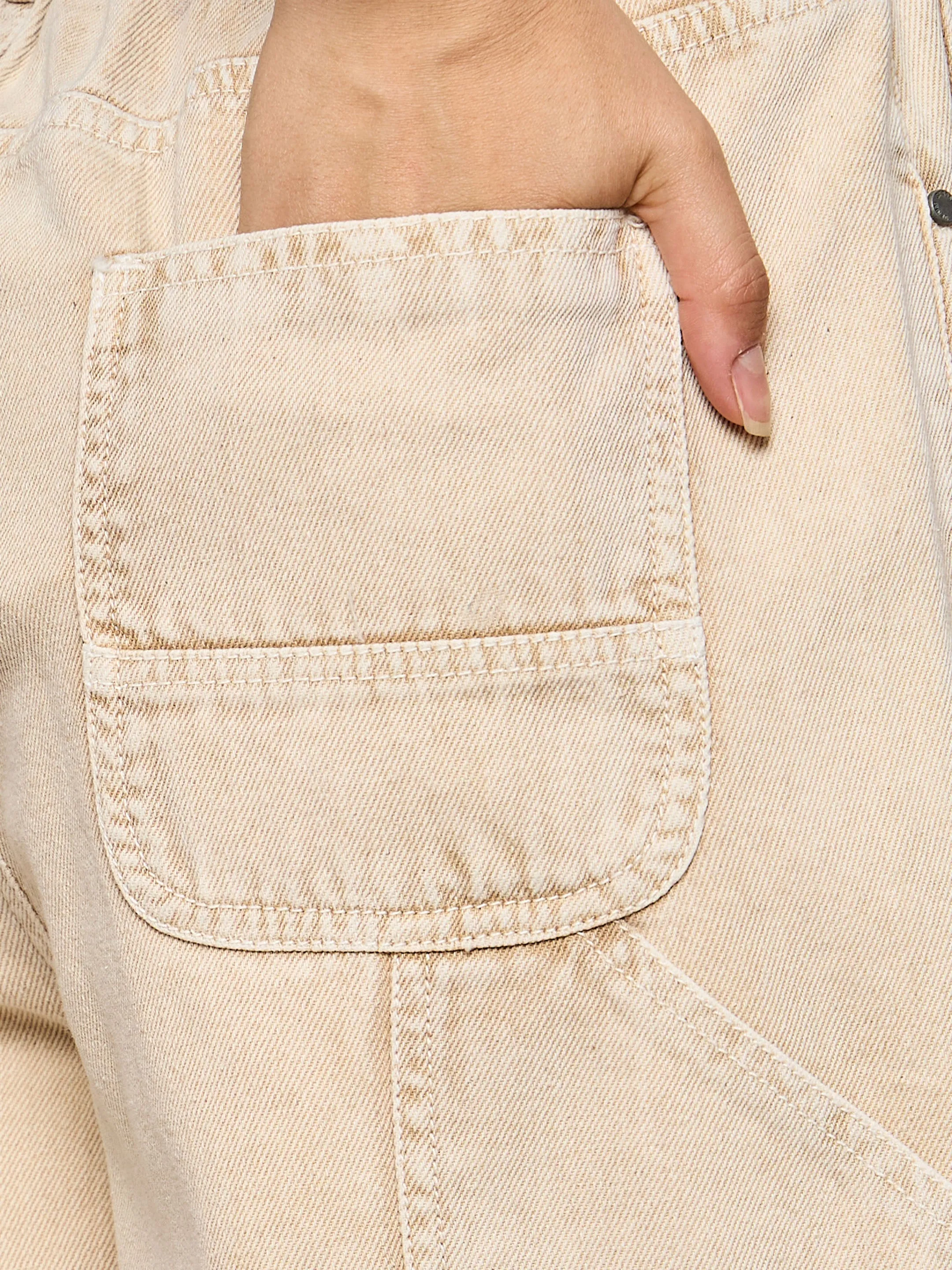 Women Beige Elasticated High Waist Back Pocket Jeans