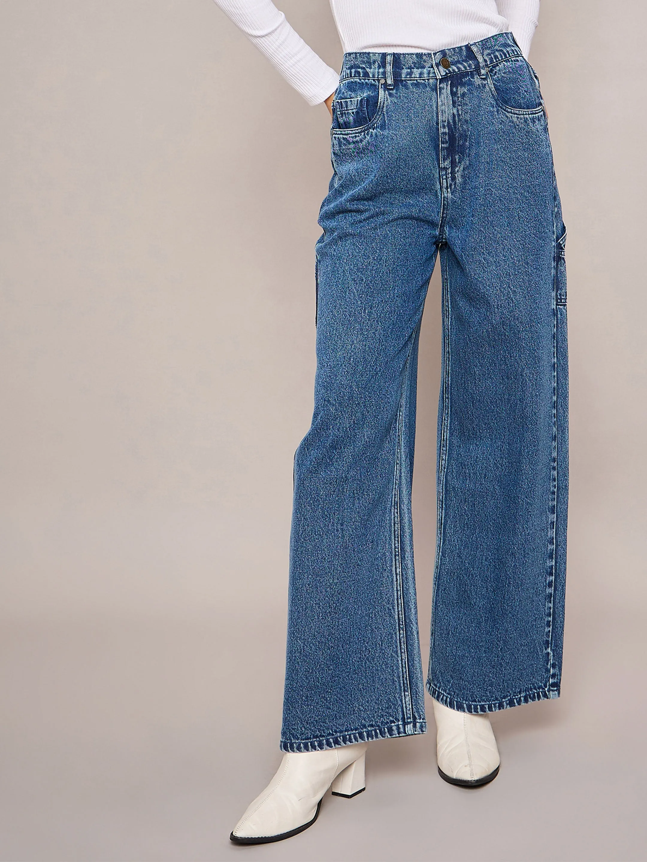 Women Blue Elasticated High Waist Back Pocket Jeans