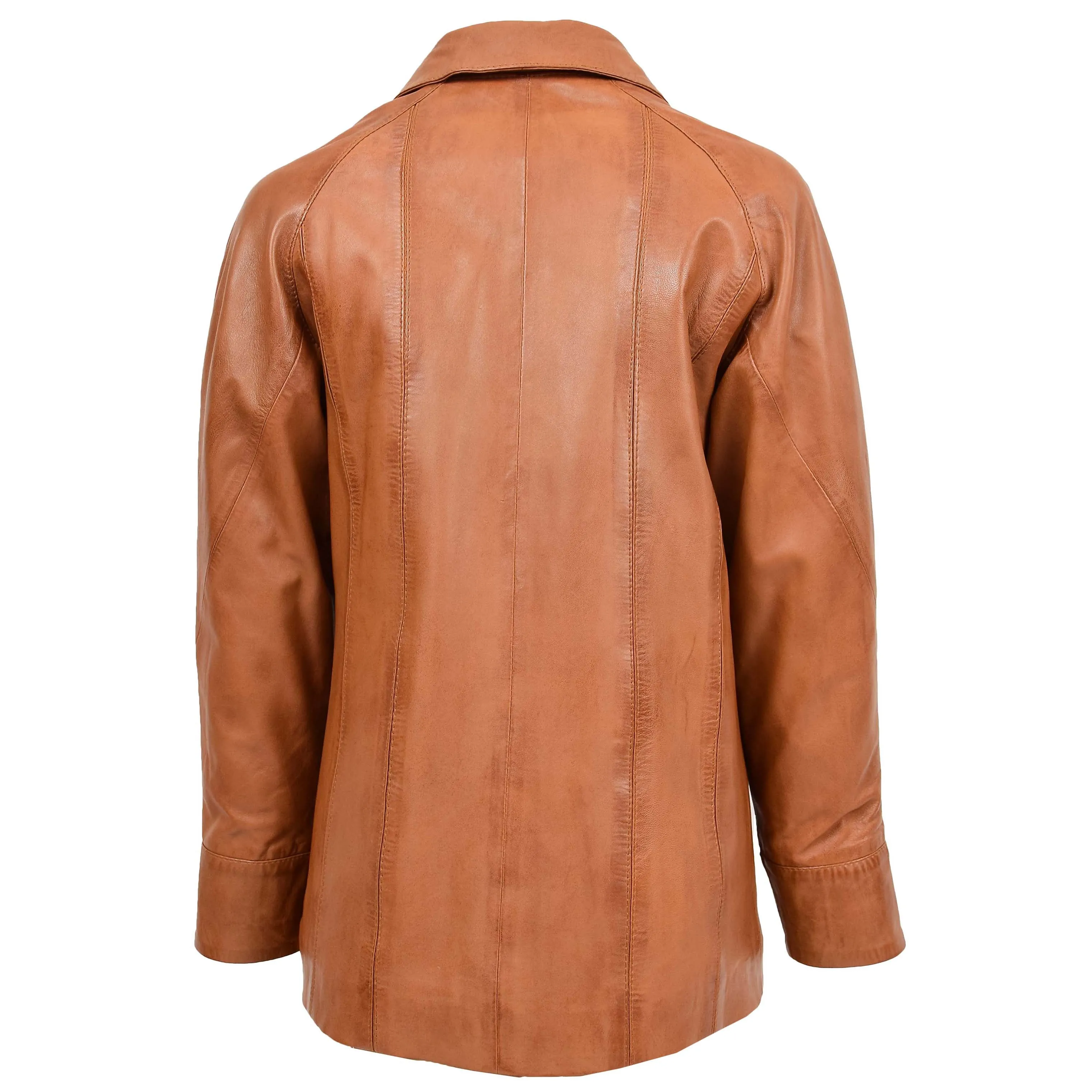 Womens Leather Coat with Hoodie Jane Tan