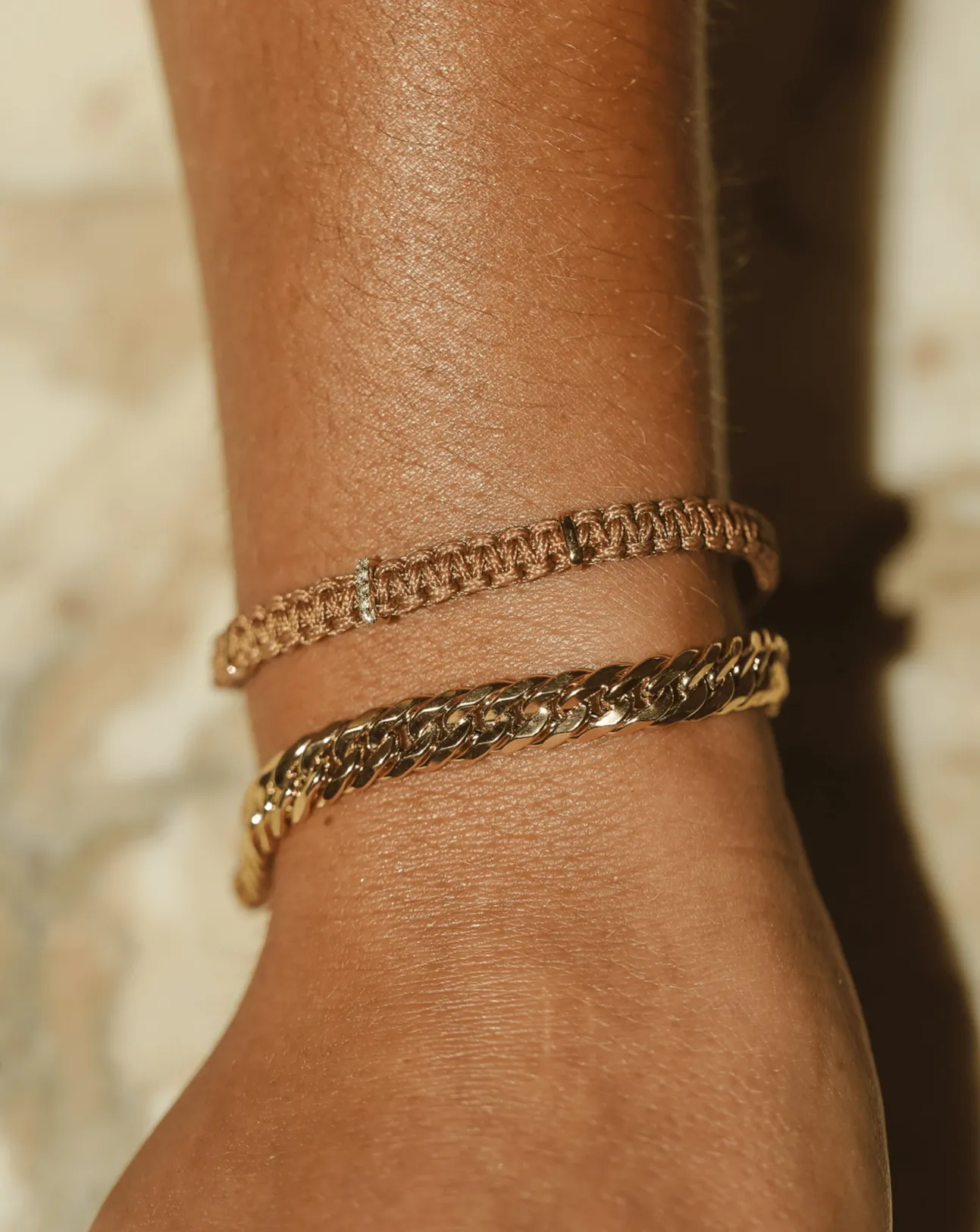 Woven Diamond Bracelet - Tan