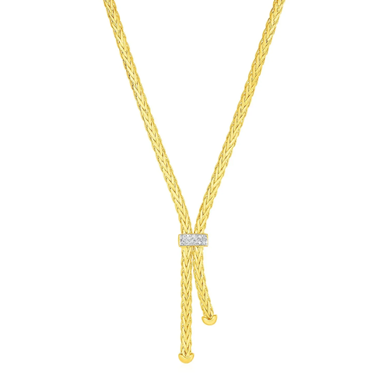 Woven Rope Lariat Necklace with Diamonds in 14k Yellow Goldrx63063-17-rx63063-17