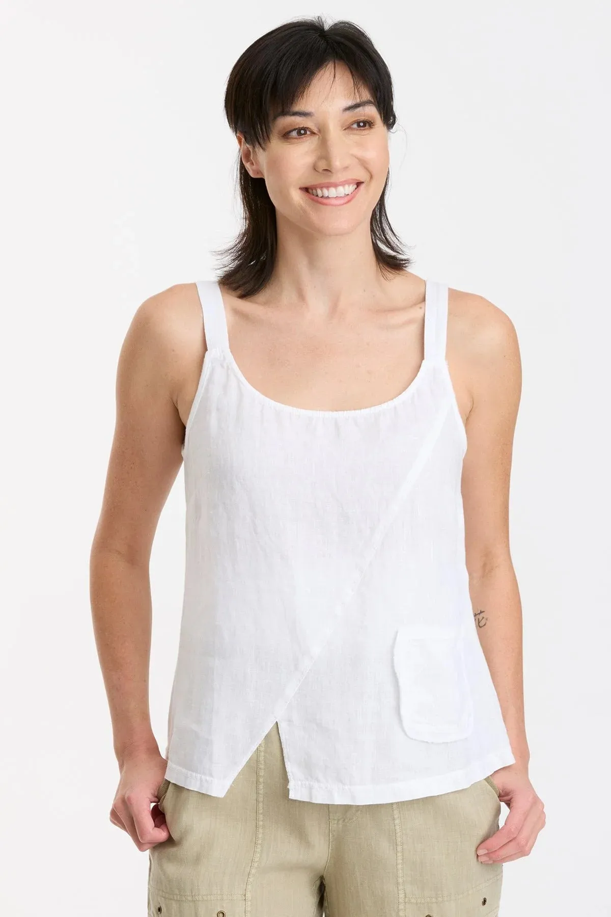 XCVI Kiesten White Linen Tank Top