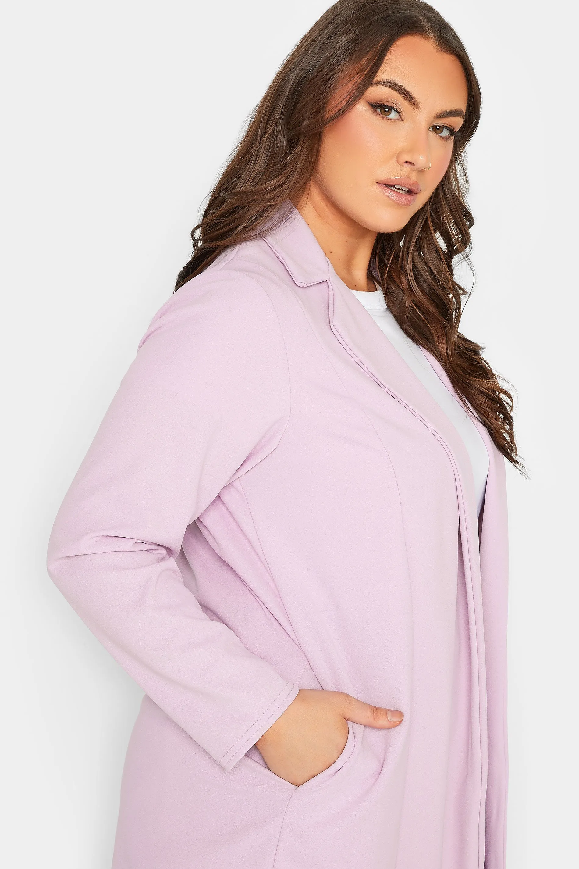 YOURS Curve Lilac Purple Longline Blazer